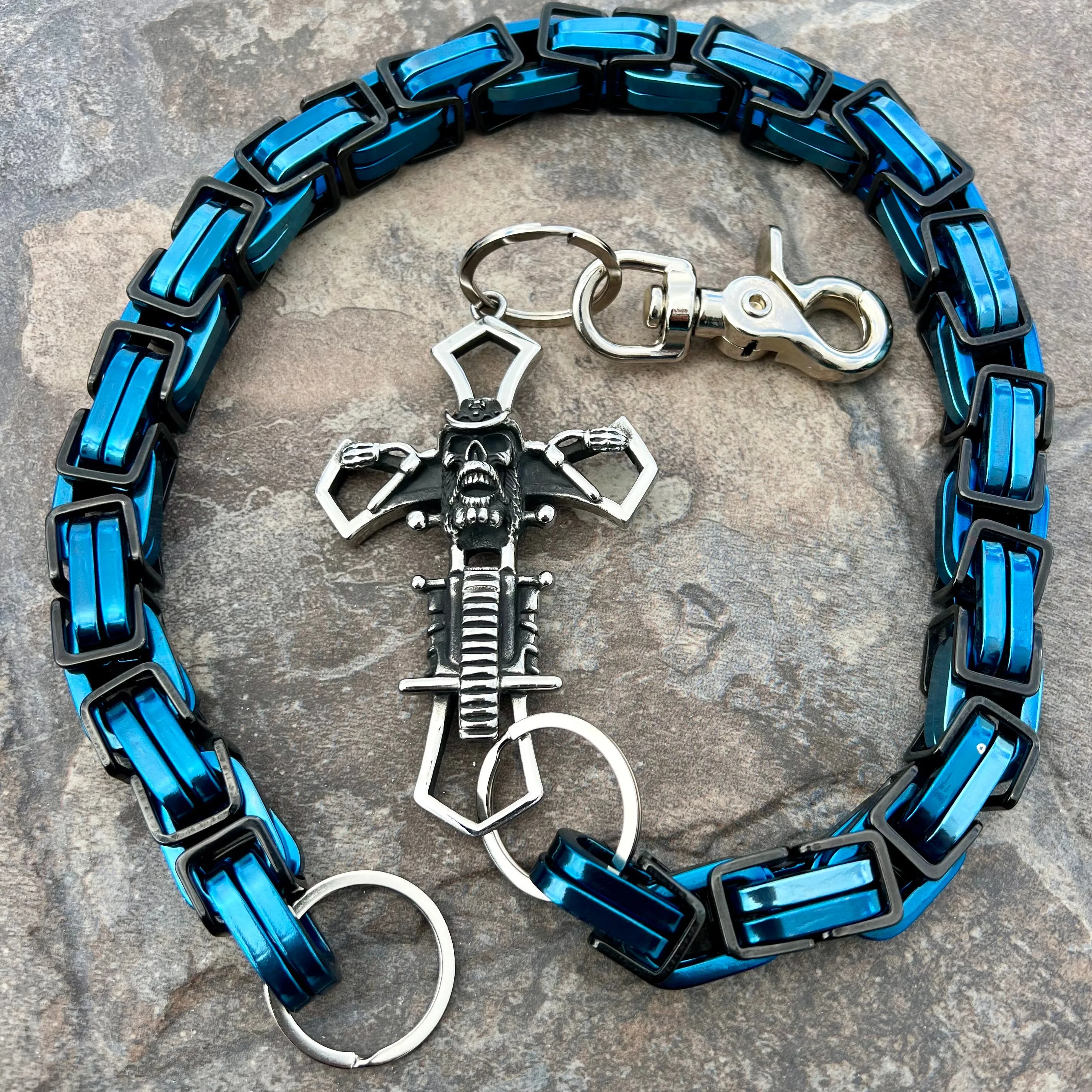 Cowboy Cross Wallet Chain - Black & Blue Daytona CVO - WC226CVO