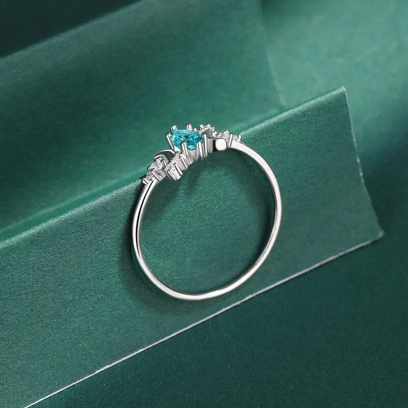 Creative Sapphire Moon Full Diamond Ring