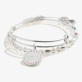 Crystal Infusion 'Mom' Charm Bangle, Set of 2