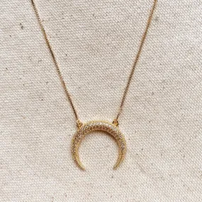 Cubic Zirconia 18k Gold Filled Crescent Moon Necklace