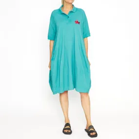 DIP-2430904 S/S polo tunic aqua