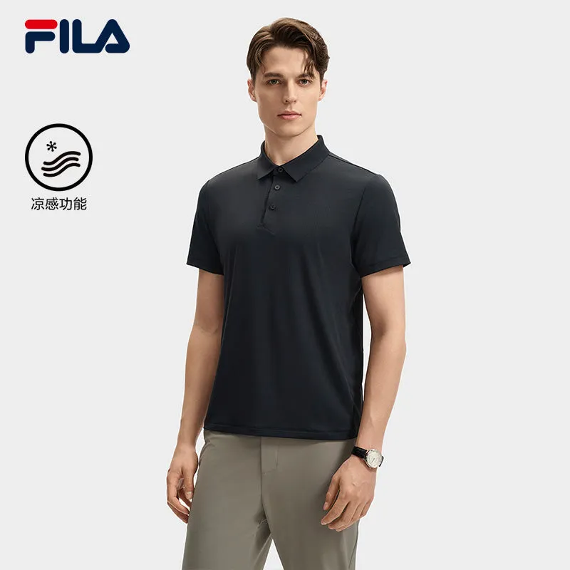 FILA CORE LIFESTYLE BLUE Men Short Sleeve Polo (Black / Blue)