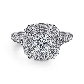 Gabriel & Co. Lexie Double Cushion Halo Engagement Ring Semi-Mounting in 14K White Gold