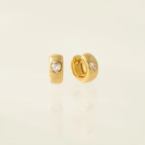 Gold Heart Chunky Huggie Hoop Earrings