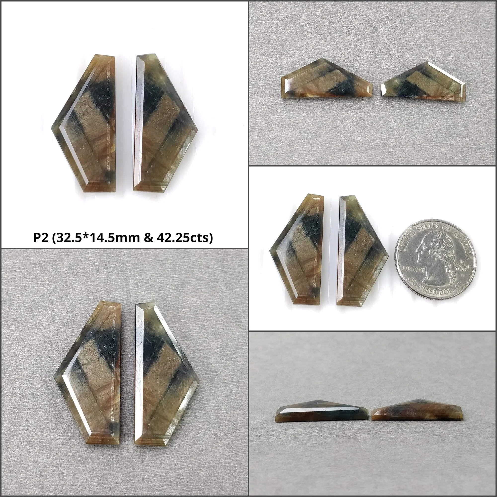 Golden Brown CHOCOLATE BLUE Sheen SAPPHIRE Gemstone Normal Cut : Natural Untreated Sapphire Uneven Shape Pair