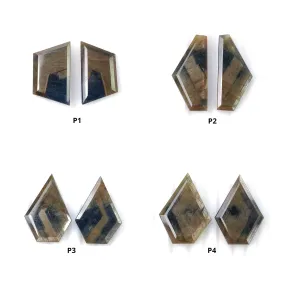 Golden Brown CHOCOLATE BLUE Sheen SAPPHIRE Gemstone Normal Cut : Natural Untreated Sapphire Uneven Shape Pair