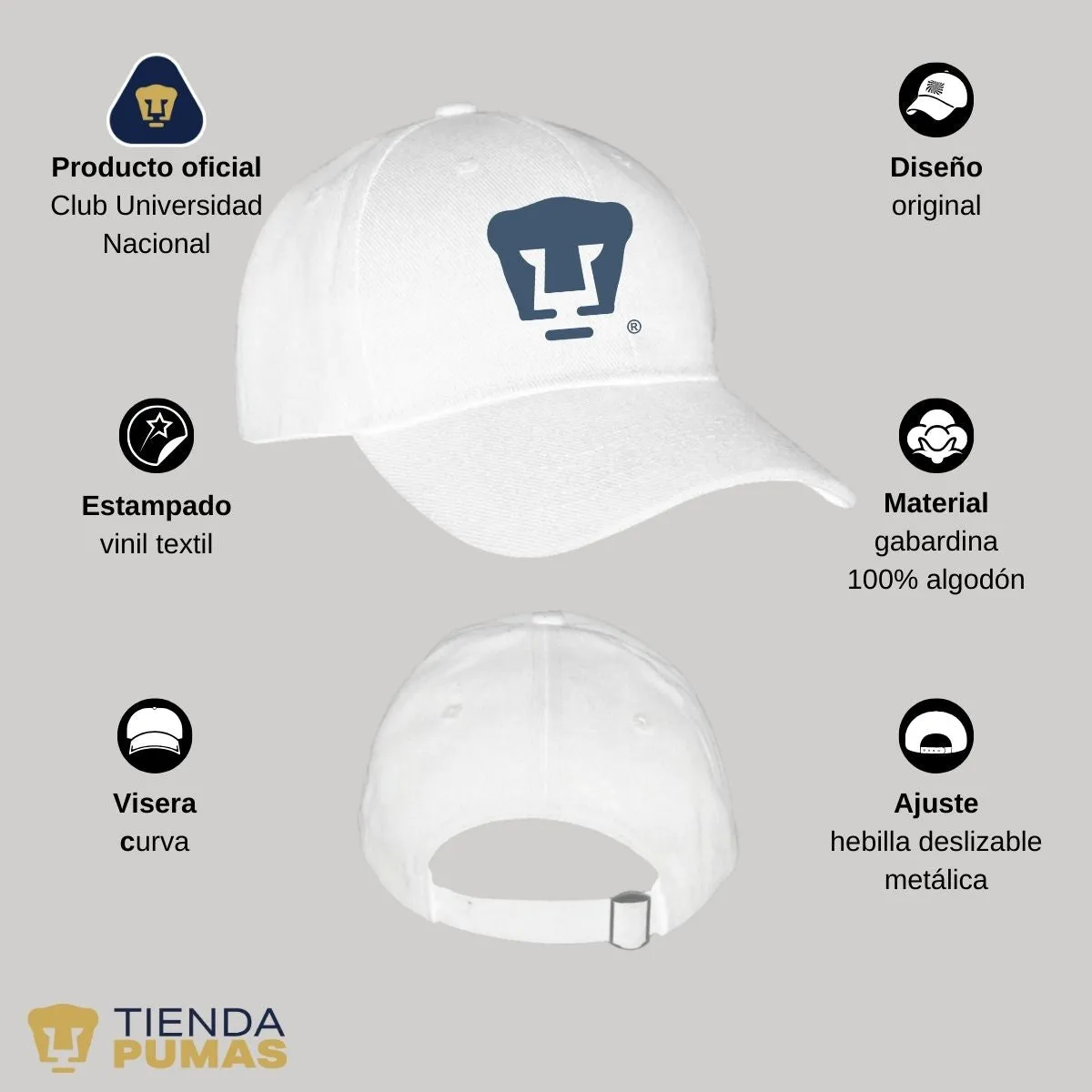 Gorra Ajustable Unisex Pumas UNAM Logo Azul Vinil