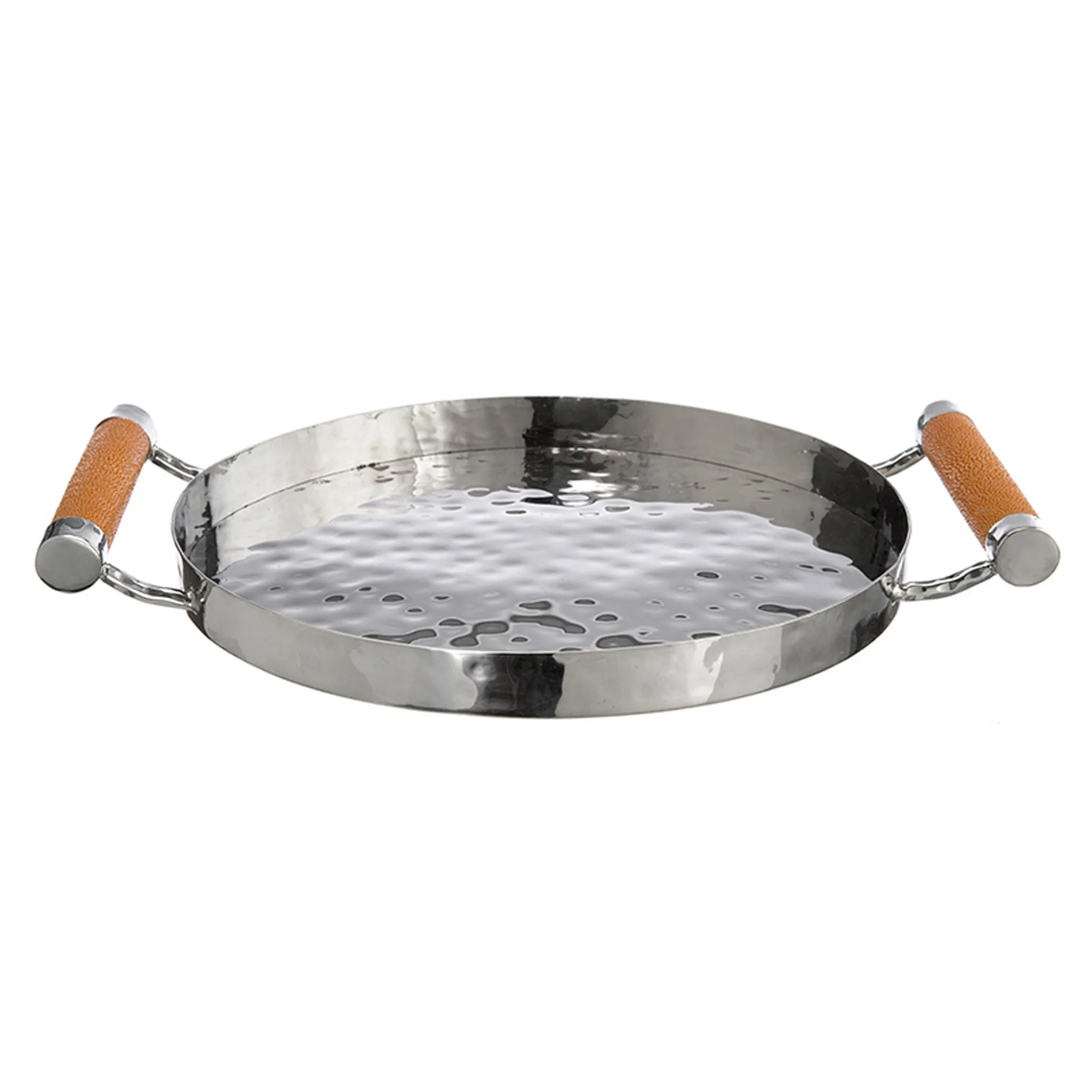 Hammered Stainless Steel Round Tray 12