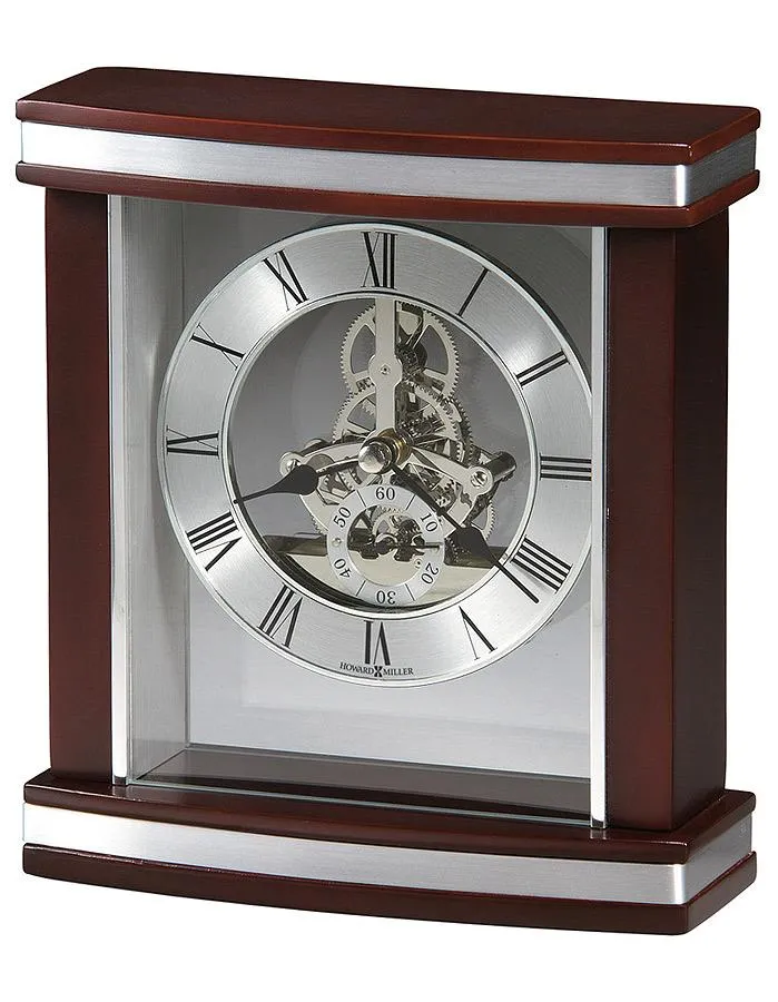 Howard Miller Templeton Skeleton Table Clock - Roswood - Silver Dial & Movement