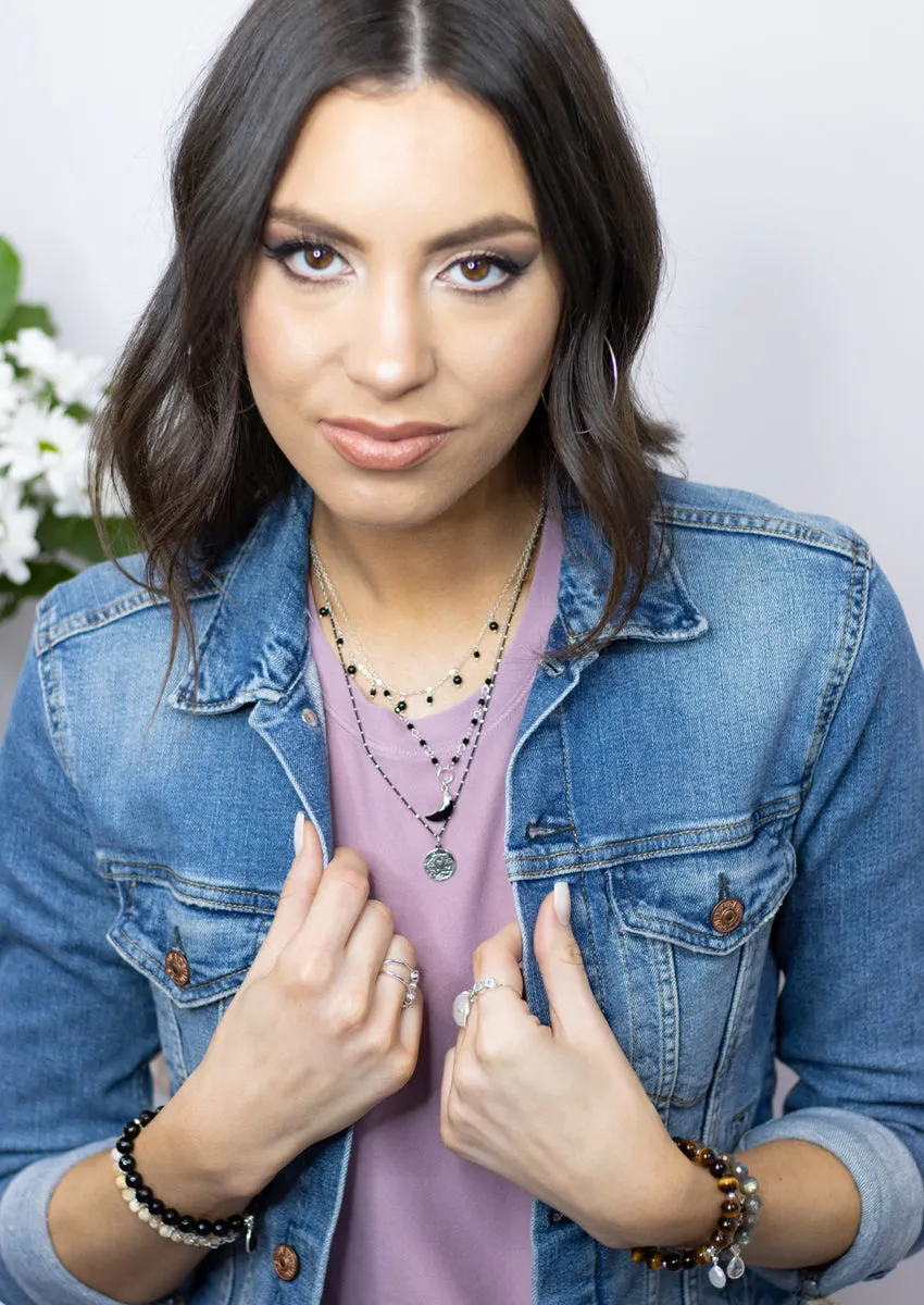 Jasmine Black Silver Necklace