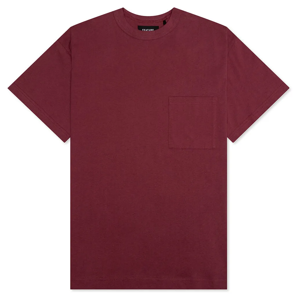 Jersey Braque Pocket Tee - Burgundy