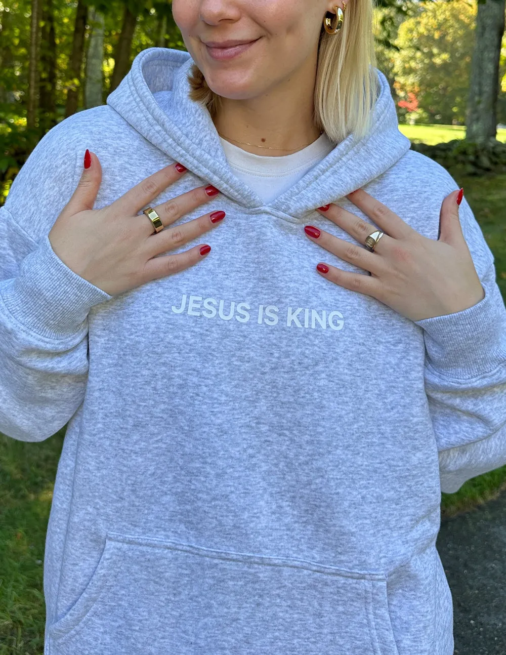 Jesus Is King Heather Grey Unisex Hoodie