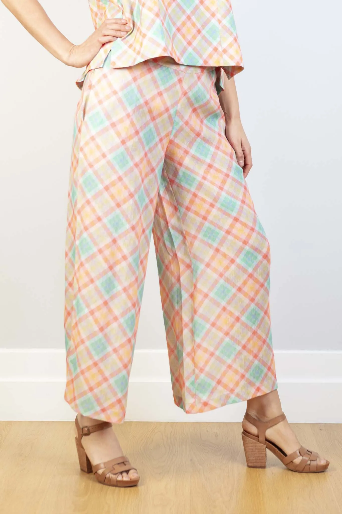 JJ Sisters - Cotton Linen Pants - Pink Multicolour