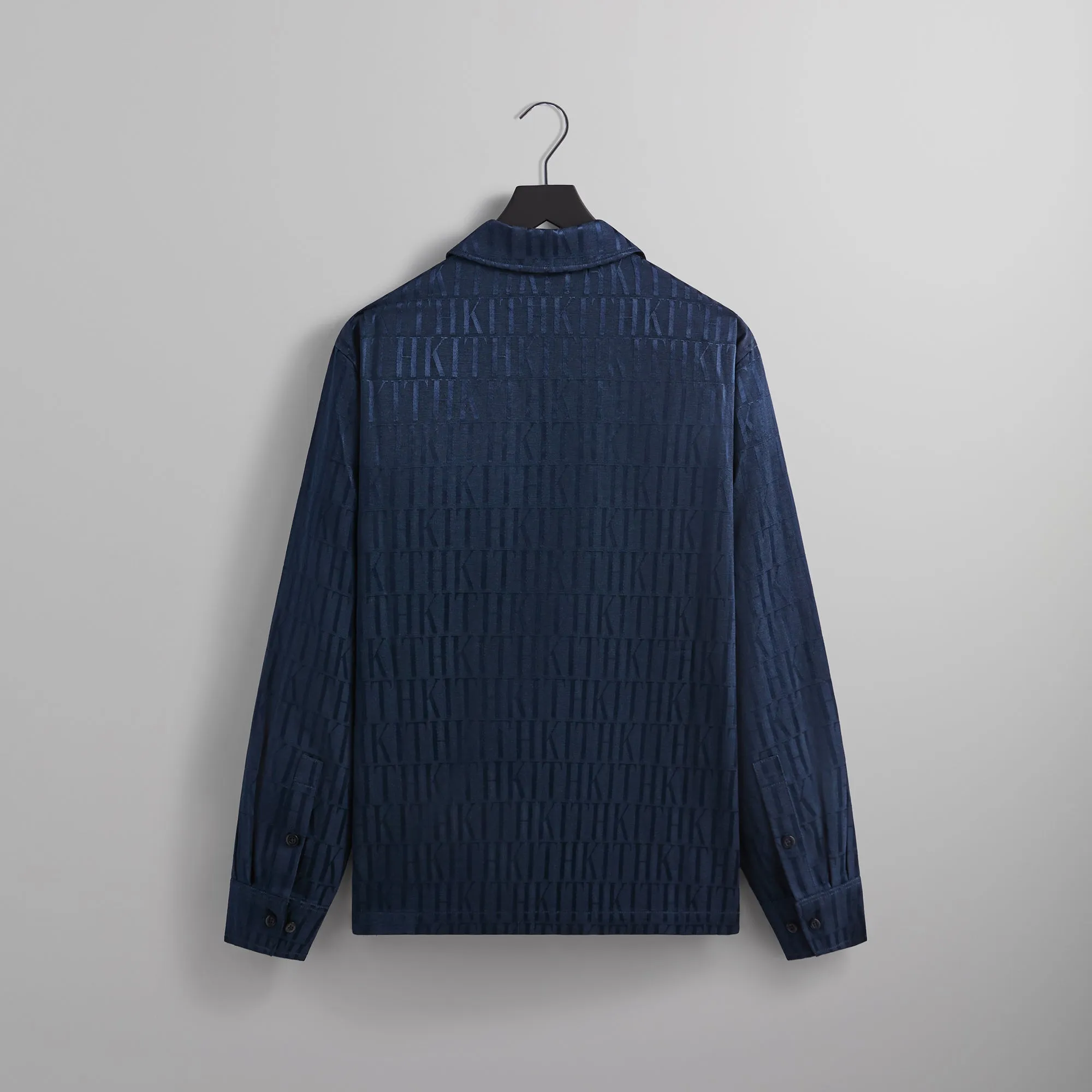 Kith Jacquard Faille Long Sleeve Boxy Collared Overshirt - Nocturnal