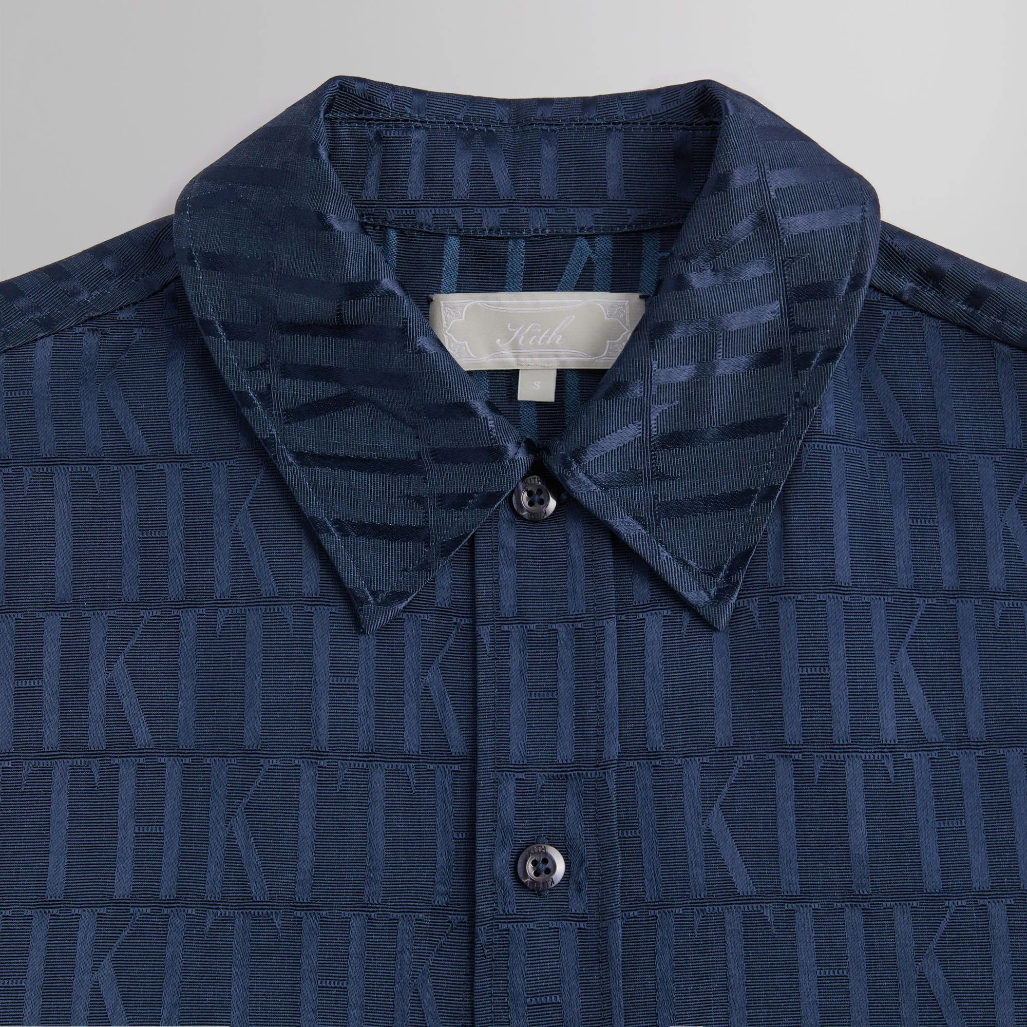 Kith Jacquard Faille Long Sleeve Boxy Collared Overshirt - Nocturnal