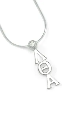 Lambda Theta Alpha Sterling Silver Pendant with Clear Crystal