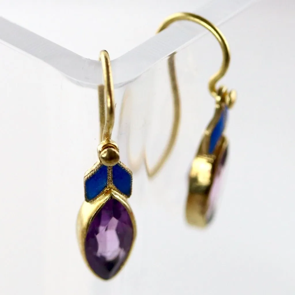 Lily Elsie Enamel and Amethyst Earrings