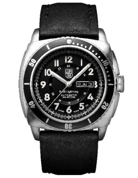 Luminox Mens P-38 Lightning Automatic - Stainless - Black Dial & Strap - Date