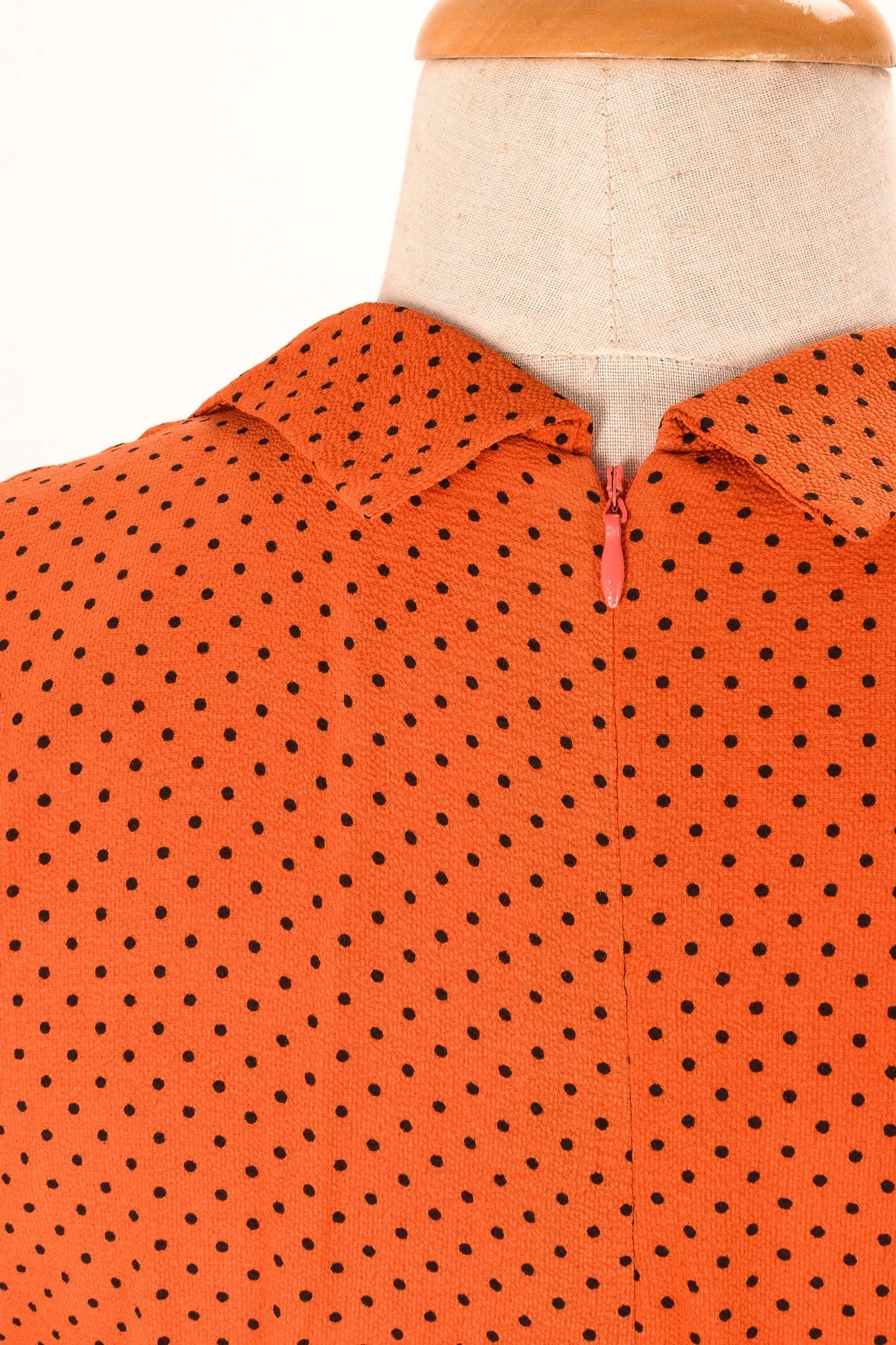 Manette Orange & Black Dots Dress