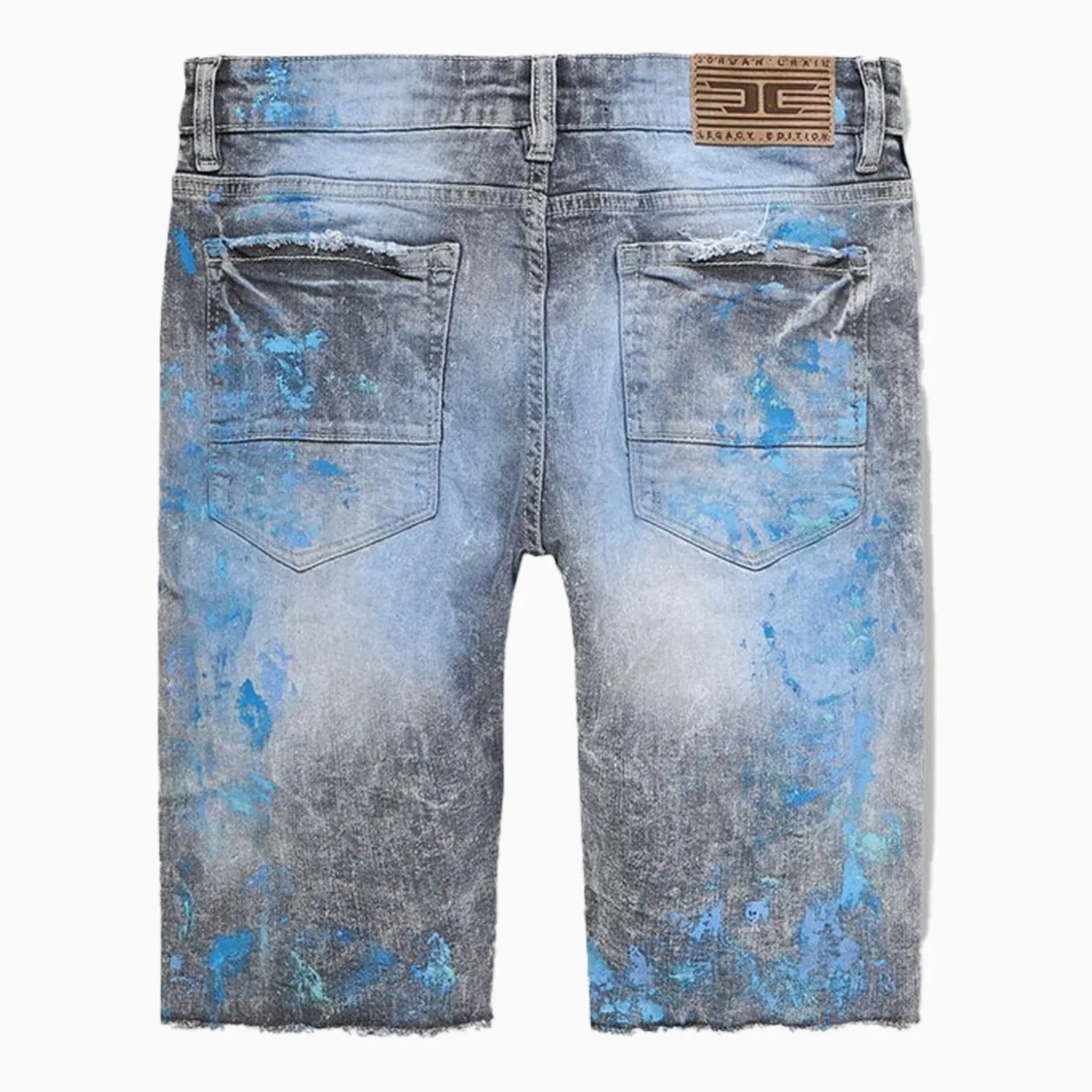 Men's Rhinestone Striped Denim Short