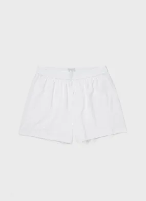 Men's Superfine Cotton One-Button Shorts in White