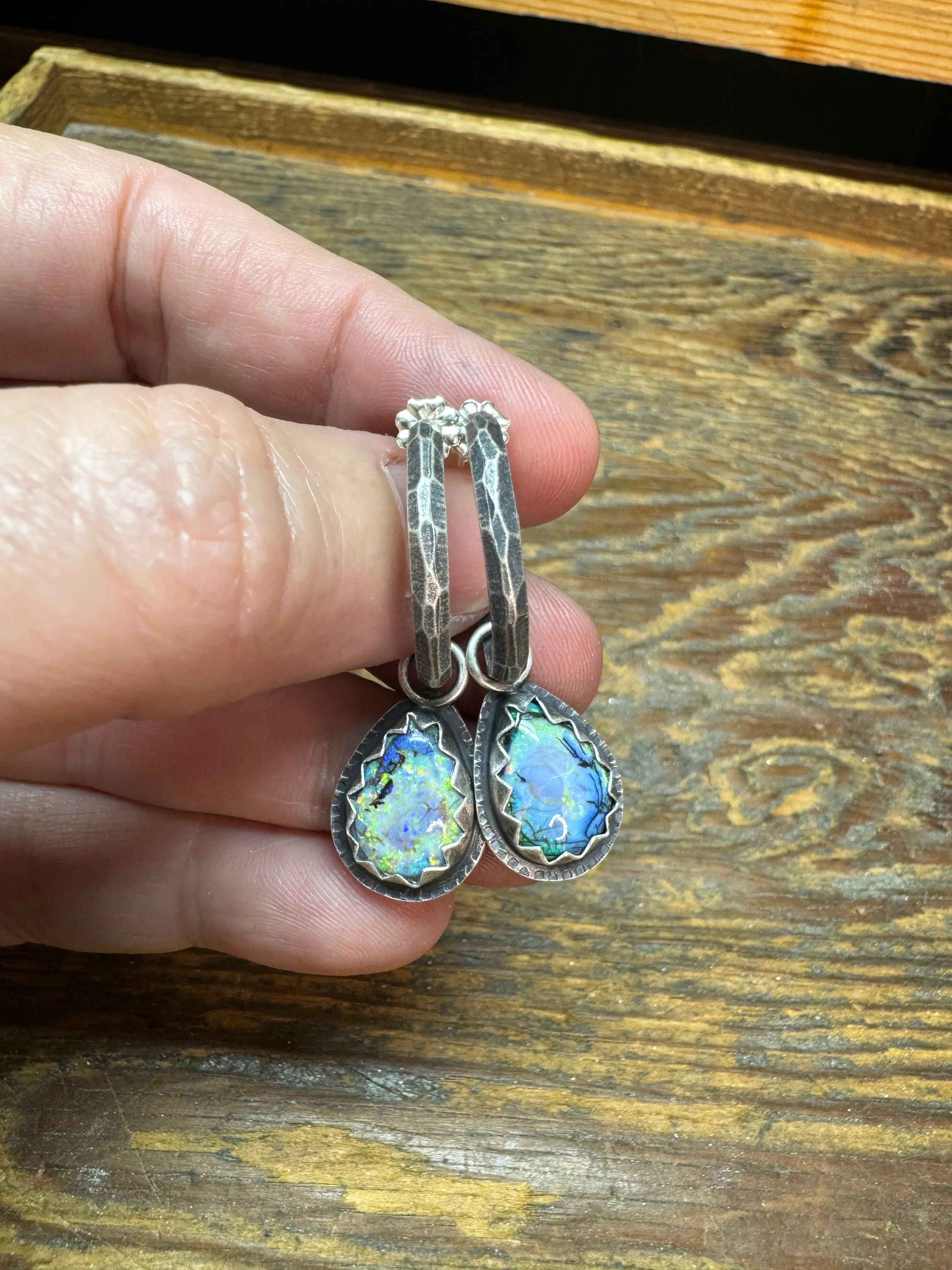 Monarch Opal Hoop Earrings