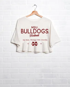 MSU Bulldogs Shot Off White Cropped Tee