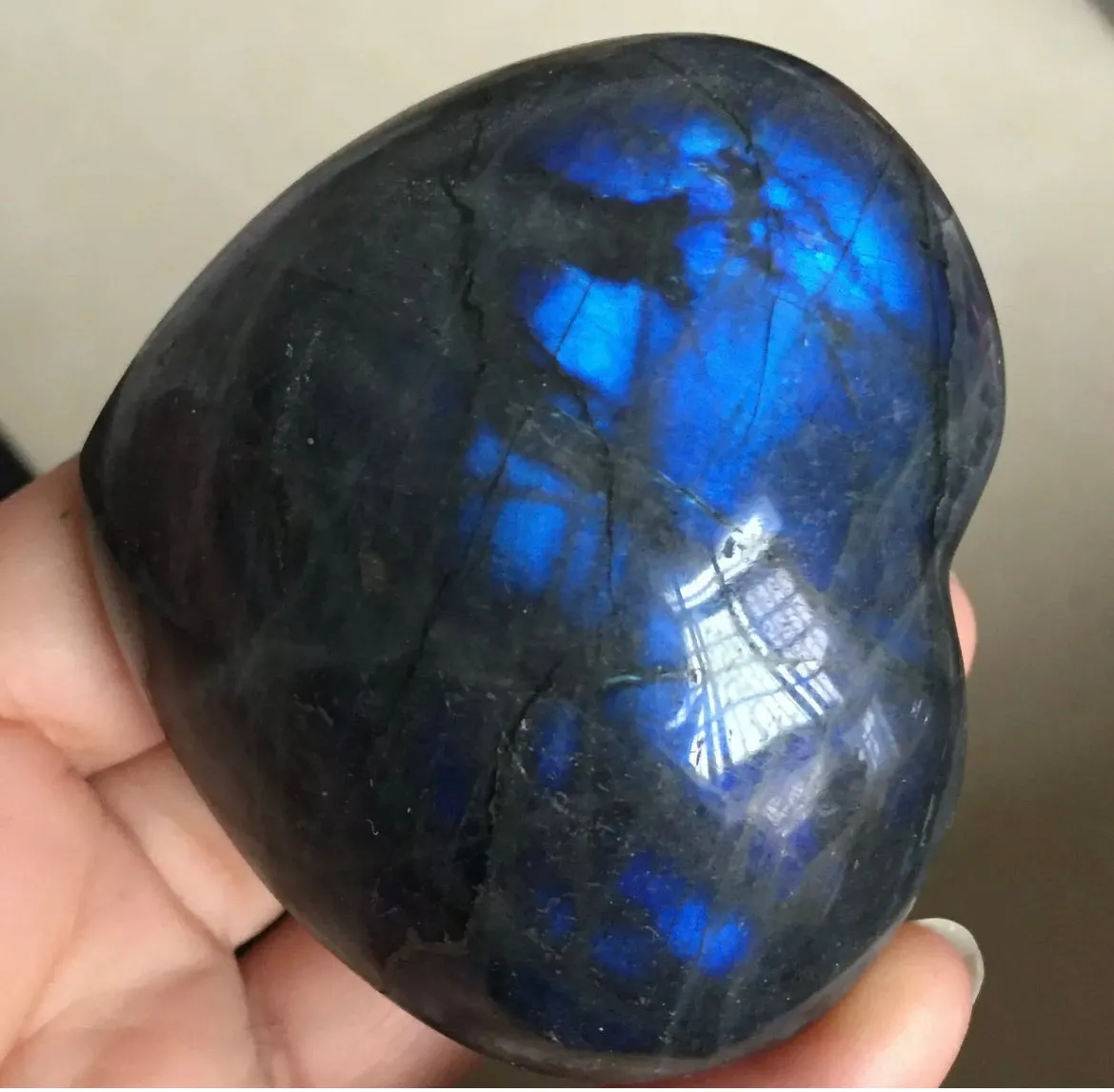 Natural Labradorite gemstone Heart Shaped Crystal Healing