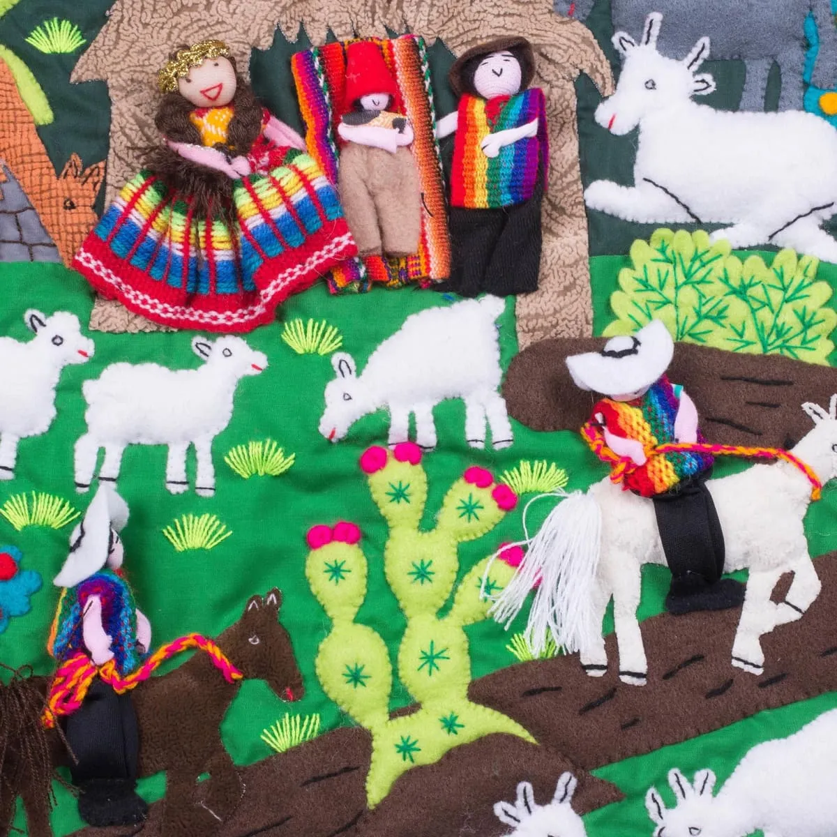 Novica Andean Nativity Cotton Arpillera Wall Hanging