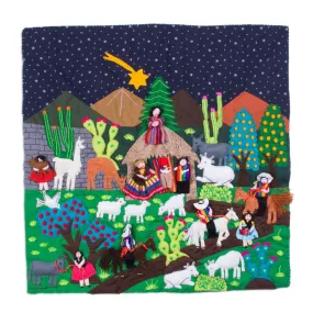 Novica Andean Nativity Cotton Arpillera Wall Hanging