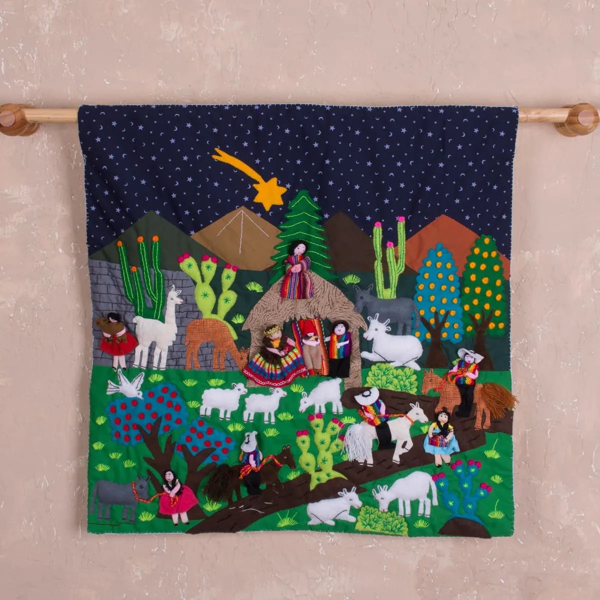 Novica Andean Nativity Cotton Arpillera Wall Hanging