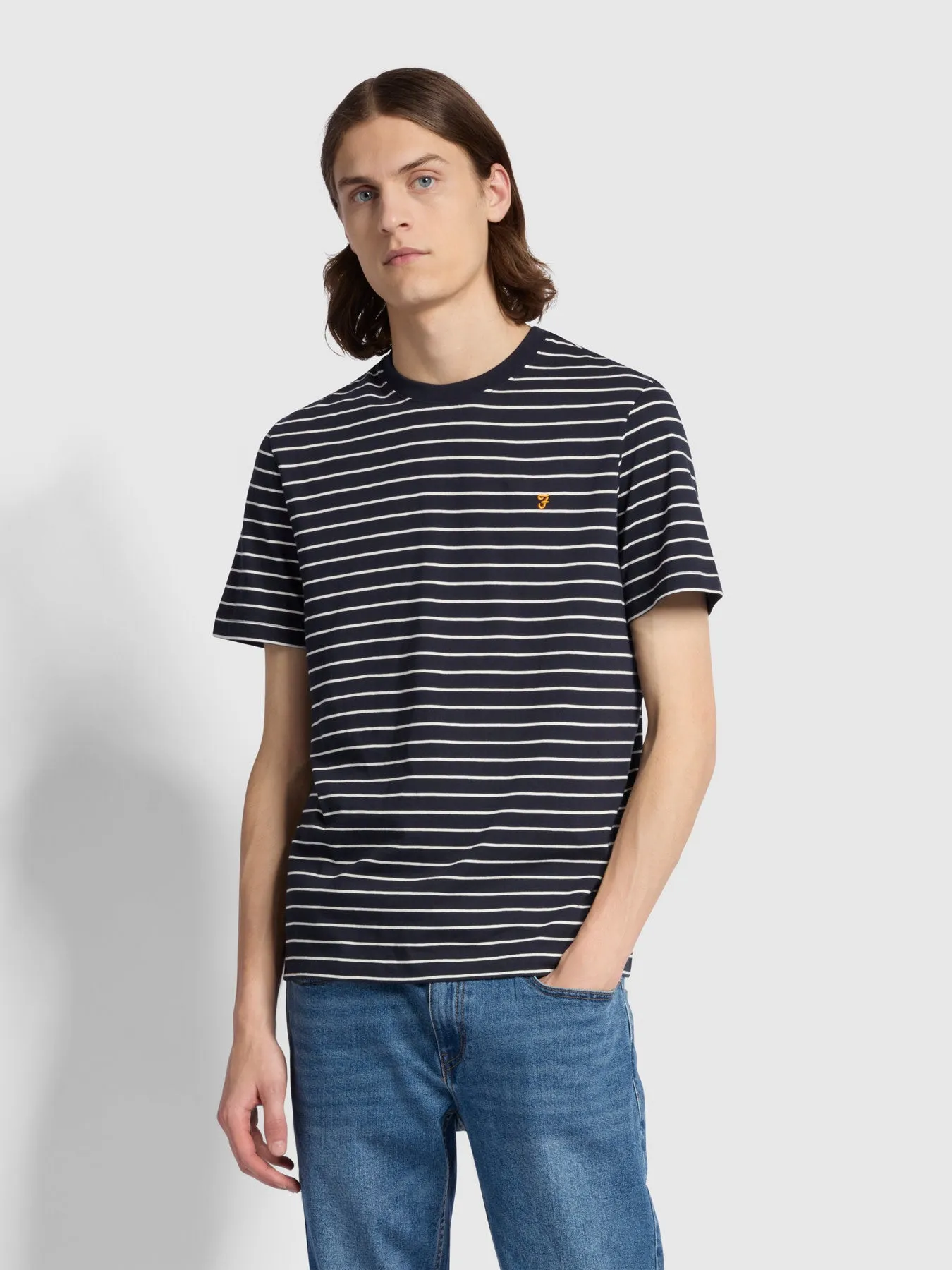 Oakland Regular Fit Bretton Stripe T-Shirt In True Navy