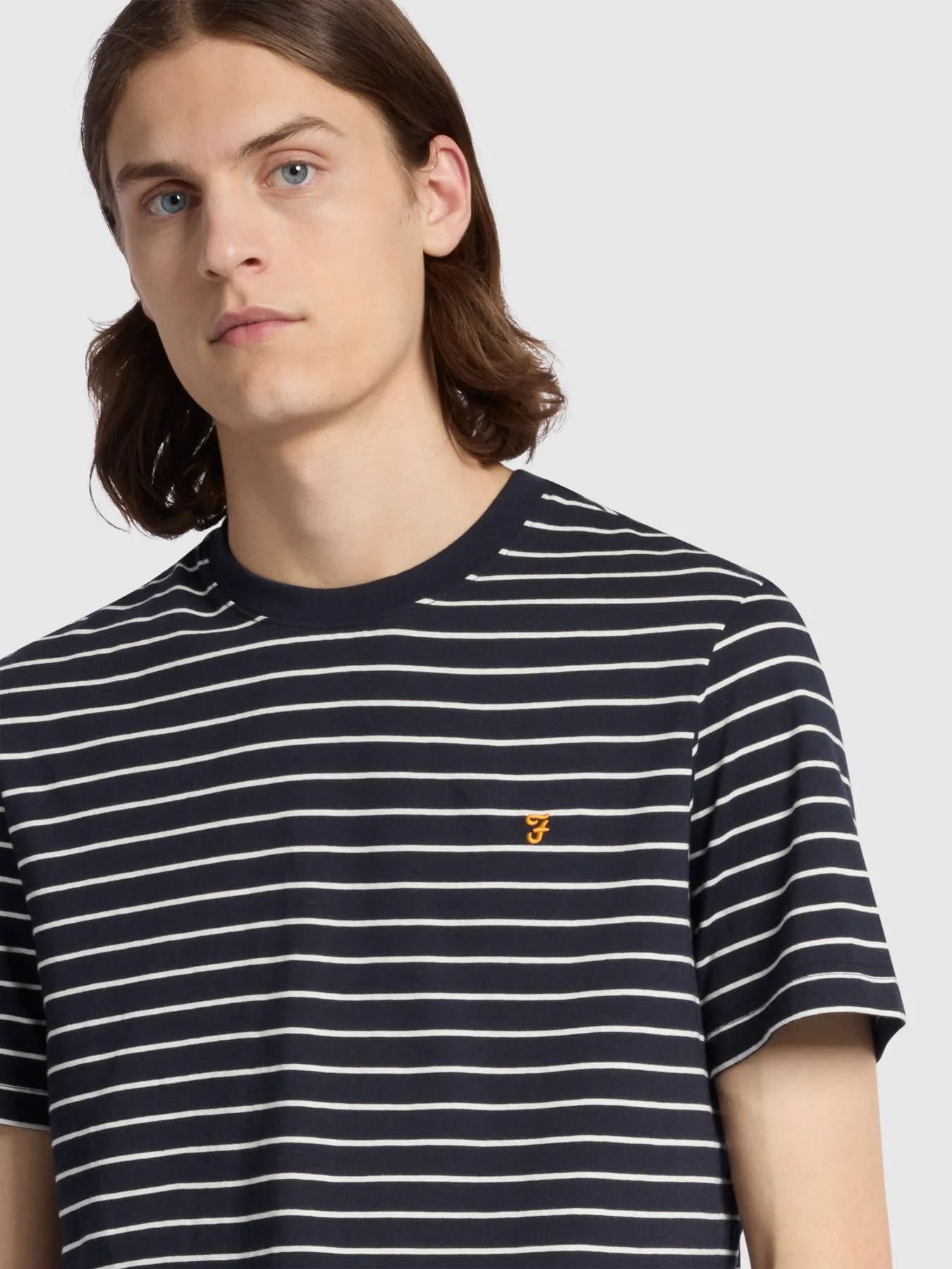 Oakland Regular Fit Bretton Stripe T-Shirt In True Navy