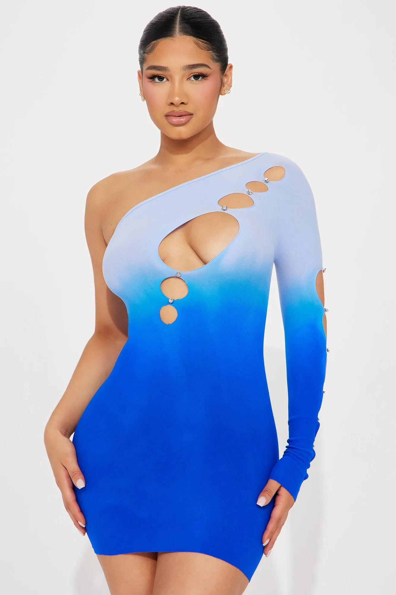 Ombre Oasis Seamless Micro Mini Dress - Blue