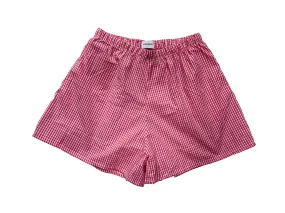 Organic poplin shorts in hot pink gingham