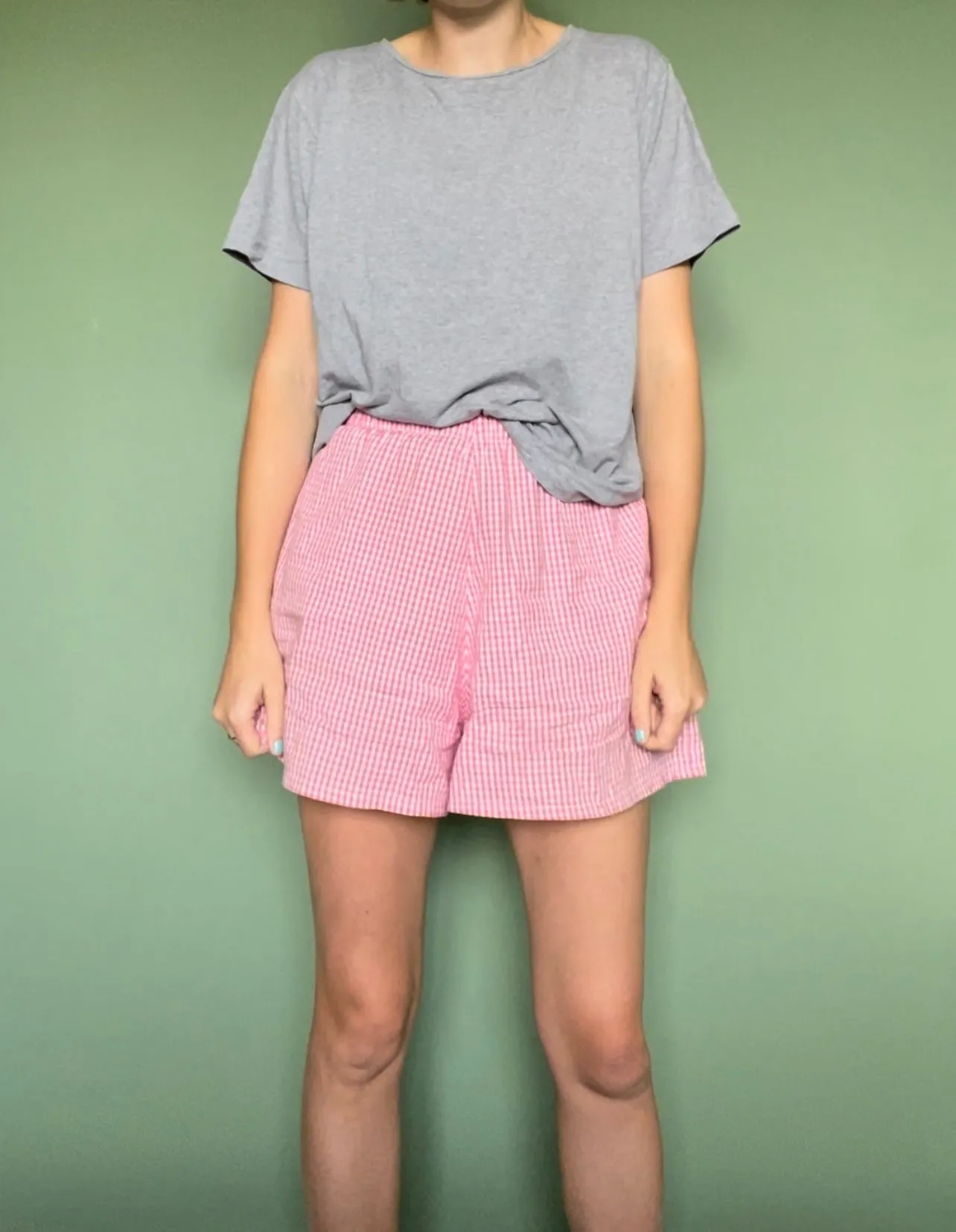 Organic poplin shorts in hot pink gingham