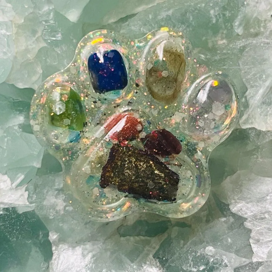 Orgonite Paw Print ~Infused with Crystals and Metals~ Great for ALL sentient beings!