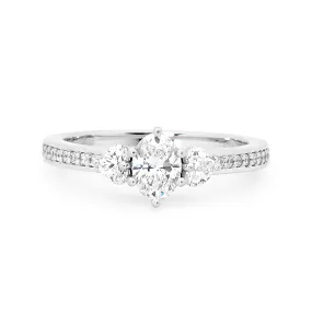 Oval and heart shaped diamond ring