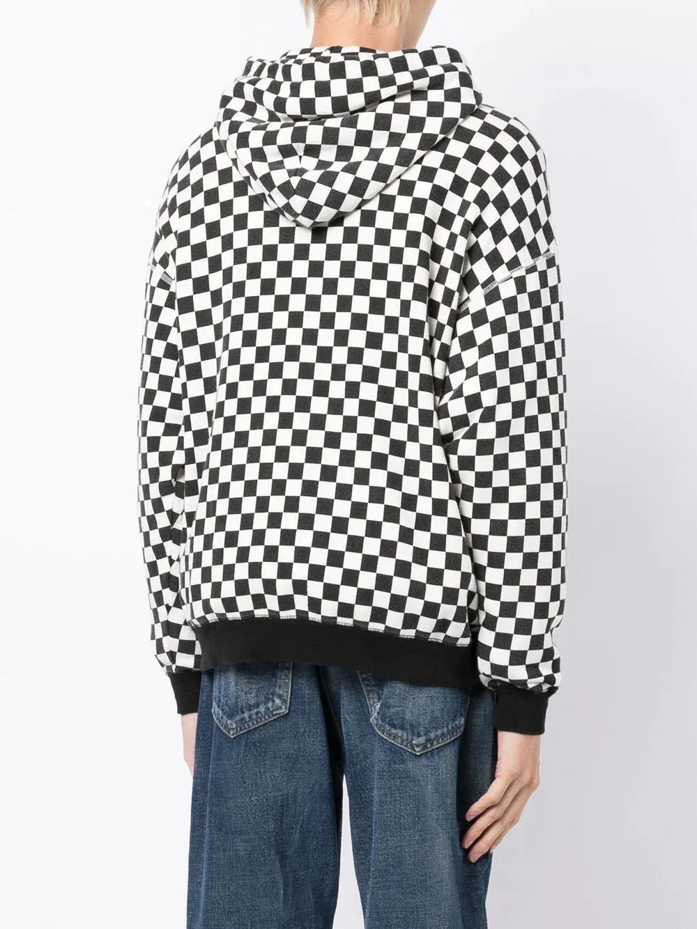 OVERSIZED CHECKED HOODIE 01B BLK WHT