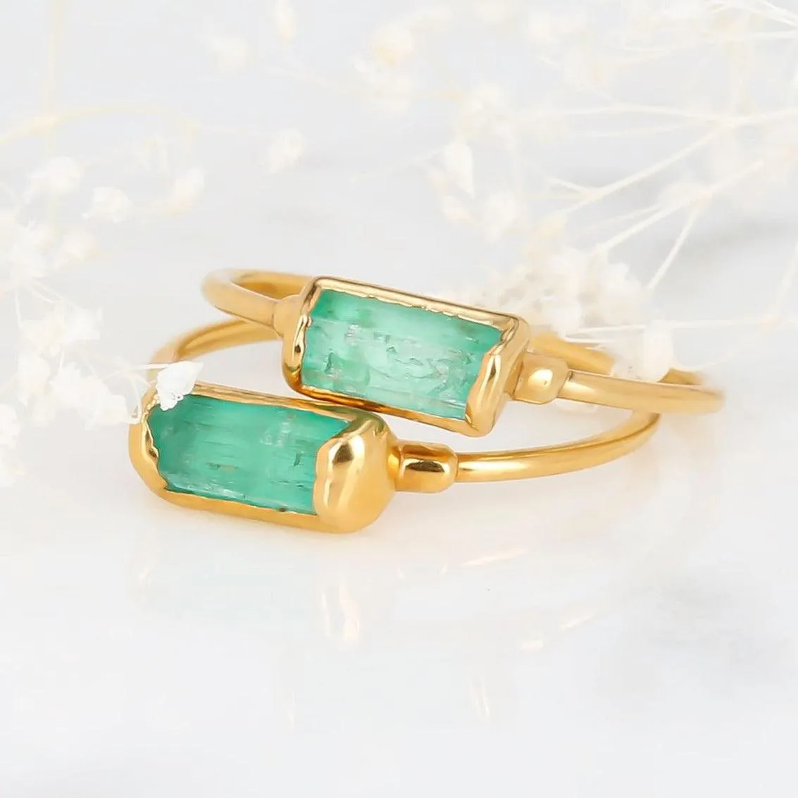 Panjshir Raw Emerald Baguette Ring