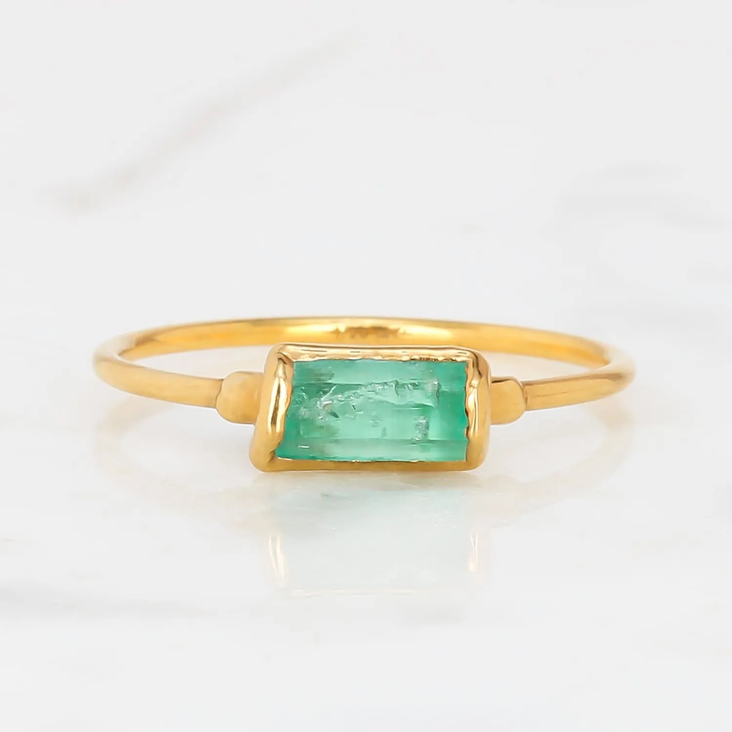 Panjshir Raw Emerald Baguette Ring