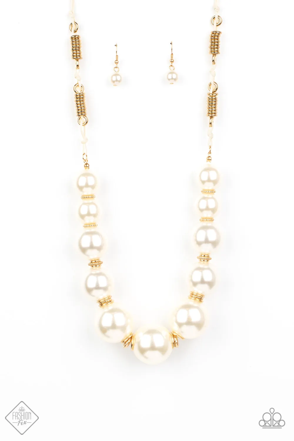 Paparazzi Accessories - Pearly Prosperity #N430 Peg - Gold Necklace  Fashion Fix October 2020