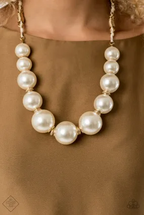 Paparazzi Accessories - Pearly Prosperity #N430 Peg - Gold Necklace  Fashion Fix October 2020