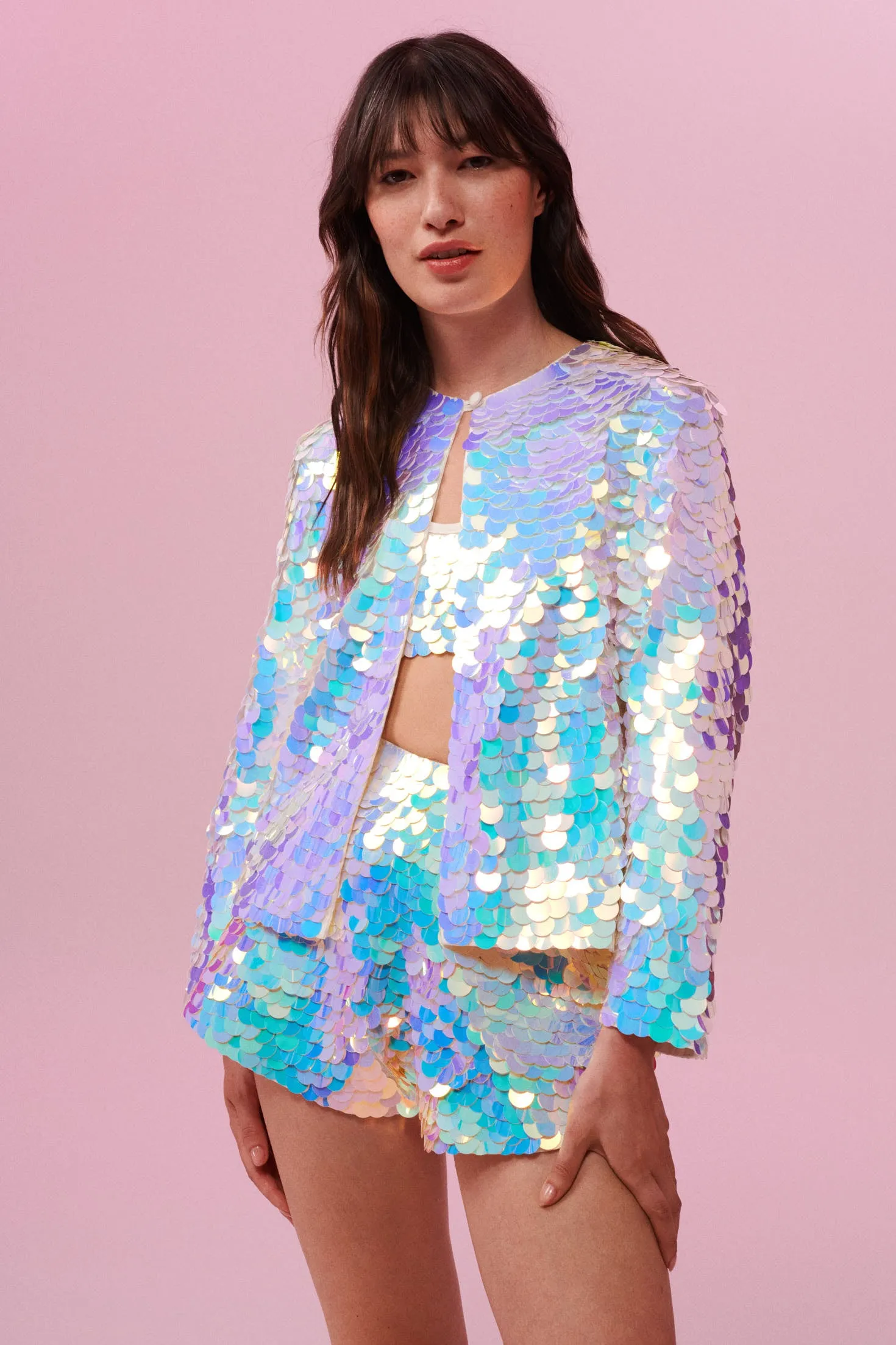 PENNY SEQUIN JACKET - OPAL