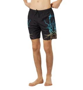 Phobia black men's swimsuit PH00678 two-tone blue-yellow lightning print