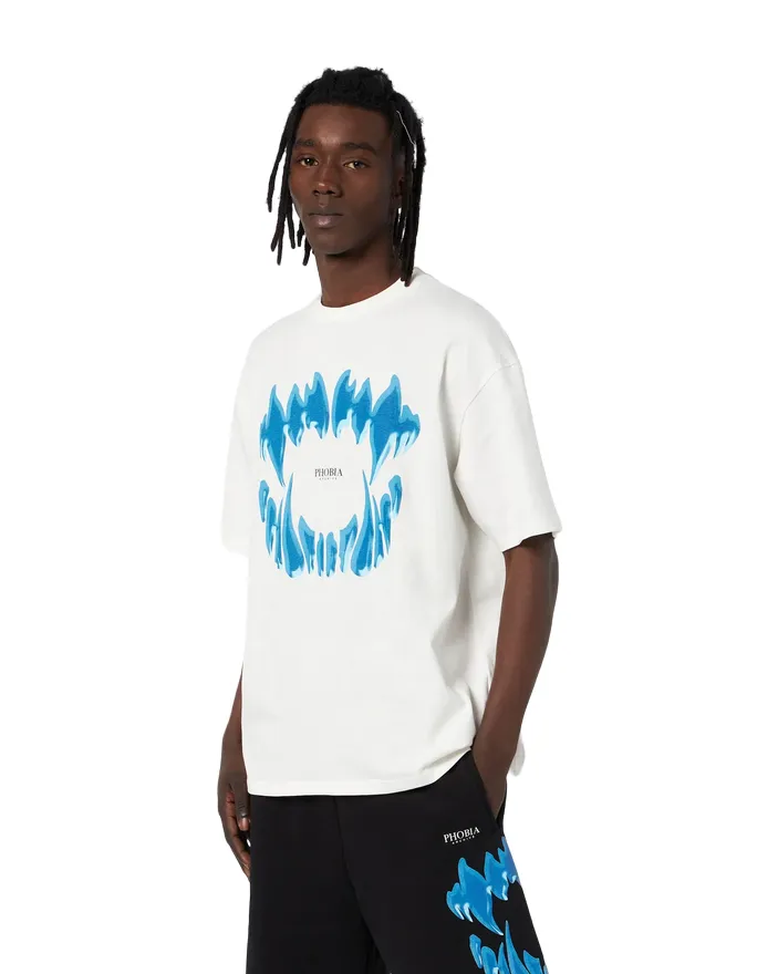 Phobia White unisex t-shirt with Demon Bite PH00196 blue mouth 