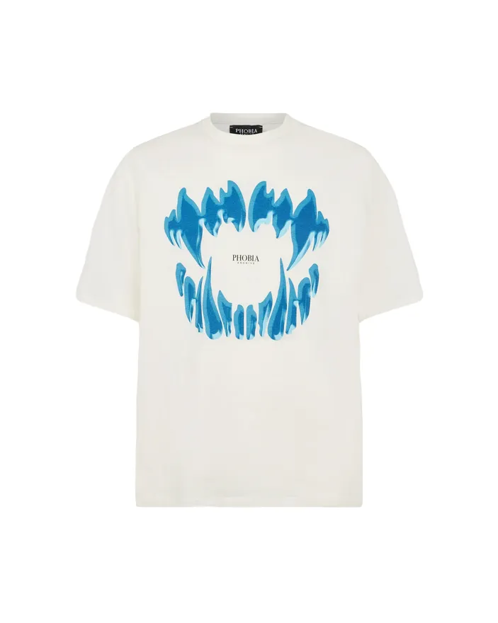 Phobia White unisex t-shirt with Demon Bite PH00196 blue mouth 