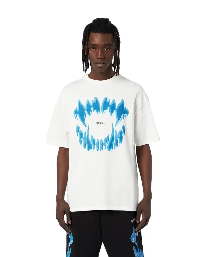 Phobia White unisex t-shirt with Demon Bite PH00196 blue mouth 