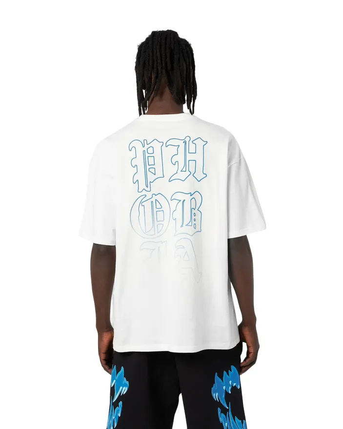 Phobia White unisex t-shirt with Demon Bite PH00196 blue mouth 