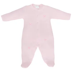 Pink Bubble Hearts Embroidery Footie | Baby Girl